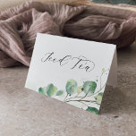 Elegant Greenery Iced Tea Buffet Food Labels Table Number<br><div class="desc">These elegant greenery iced tea buffet food labels are perfect for a simple event. The modern elegant design features a natural botanical arrangement of eucalyptus, leaves and plants with a subtle mint green watercolor wash accent. IMPORTANT: these cards are double sided and arrive flat. You will need to score and...</div>