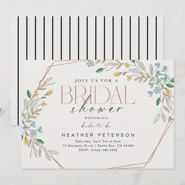 Elegant Greenery Invitation (Front/Back)