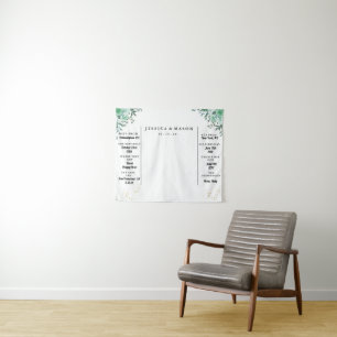 Elegant Greenery Leaves Flora Photo Booth Backdrop Tapestry