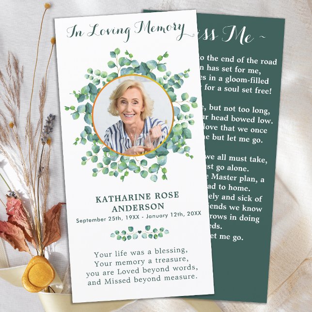 Elegant Greenery Memorial Photo Funeral Prayer (Creator Uploaded)