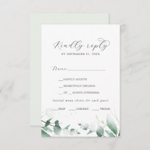 Elegant Greenery Menu Choice RSVP Card