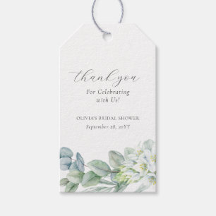 Elegant Greenery Modern Script Thank You Favour Gift Tags