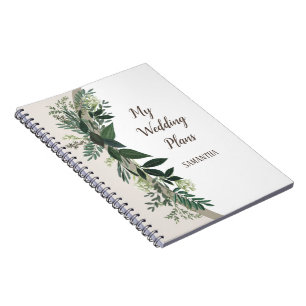 Elegant Greenery My Wedding Plans and Thoughts Notebook