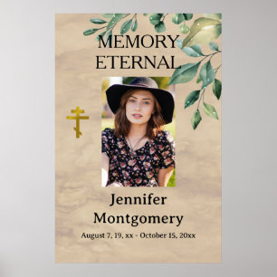 Elegant Greenery Orthodox Christian Funeral Poster