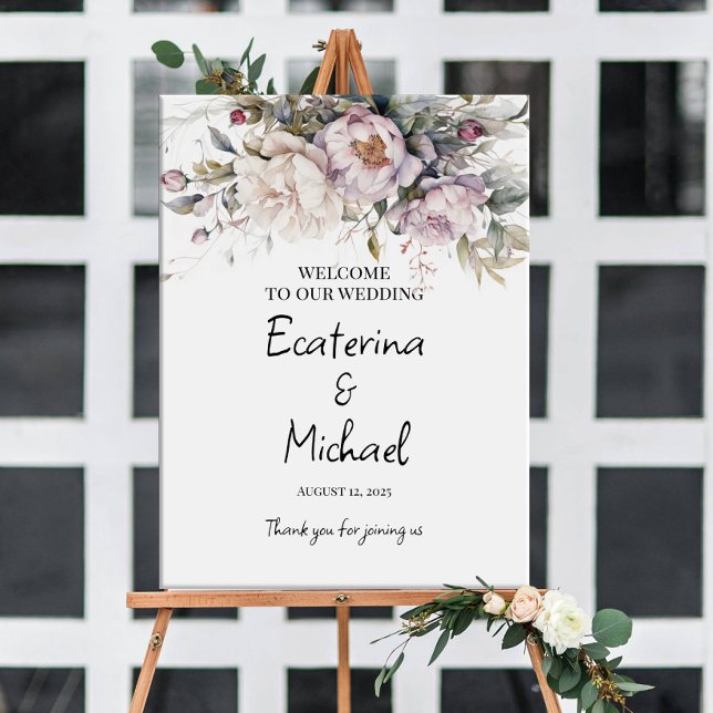 Elegant greenery & peonies wedding welcome sign (Creator Uploaded)