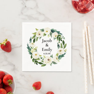 Elegant Greenery Personalised Serviettes Wedding Napkin