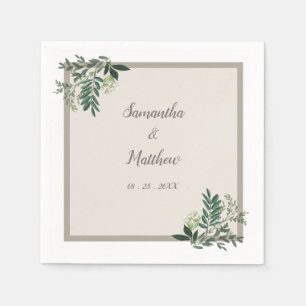Elegant Greenery Personalised Wedding Napkin