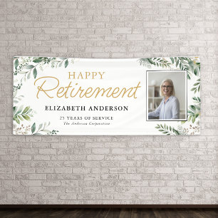 Elegant Greenery Photo Retirement Banner