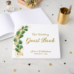 Elegant Greenery Photo Wedding  Guest Book