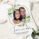 Elegant Greenery Photo Wedding Save the Date Magnet<br><div class="desc">Elegant Greenery Photo Wedding Save the Date Magnet</div>