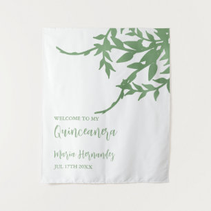Elegant Greenery Quinceañera Tapestry