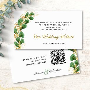 Elegant Greenery RSVP Wedding Website  QR Code Enclosure Card