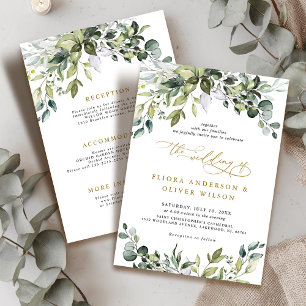 Elegant Greenery Rustic Botanical Details Wedding  Invitation