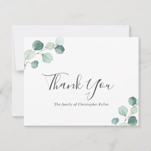 Elegant Greenery Rustic Eucalyptus Sympathy Thank You Card