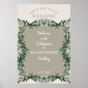 Elegant Greenery Rustic Wedding Celebration Sign
