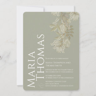 Elegant Greenery Sage Green Floral Foliage Simple Invitation