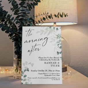 Elegant Greenery & Script The Morning After Invitation