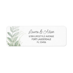 Elegant Greenery & Script Wedding Address Label Return Address Label