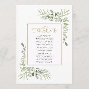 Elegant Greenery Table Number 12 Seating Chart