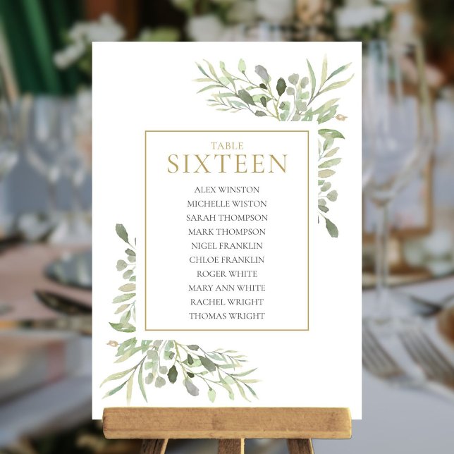 Elegant Greenery Table Number 16 Seating Chart (Elegant Greenery Table Number 16 Seating Chart)