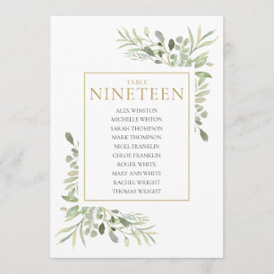Elegant Greenery Table Number 19 Seating Chart