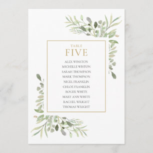 Elegant Greenery Table Number 5 Seating Chart
