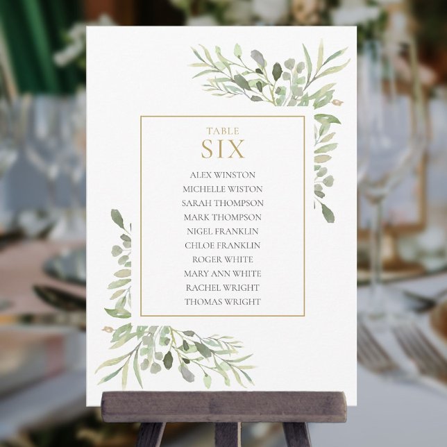 Elegant Greenery Table Number 6 Seating Chart (Elegant Greenery Table Number 6 Seating Chart)