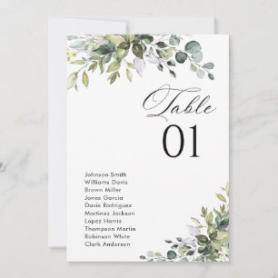 Elegant Greenery Table Number Seating Chart