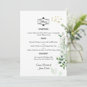 Elegant Greenery Table Wedding Menu