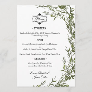 Elegant Greenery Table Wedding Menu