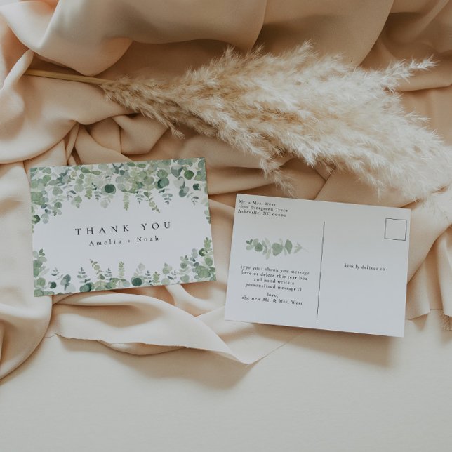 Elegant Greenery Thank You Postcard (Creator Uploaded)