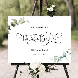 Elegant Greenery "The Wedding Of" Welcome Sign