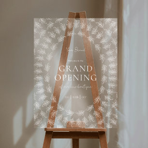 Elegant Greenery Transparent Acrylic Business Sign