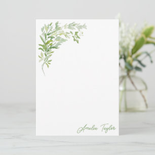Elegant Greenery Vertical Personalised Stationery Card