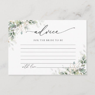 Elegant Greenery Wedding Advice Enclosure Card
