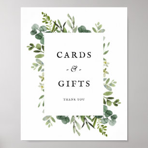 Elegant Greenery Wedding Cards Gifts Poster