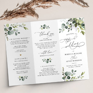 Elegant Greenery Wedding Ceremony Program