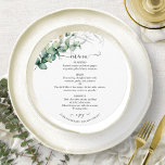 Elegant Greenery Wedding Circle Menu Card<br><div class="desc">A simple chic greenery watercolor wedding menu card for the plate. Easy to personalise with your details. CUSTOMIZATION: If you need design customisation,  please contact me through chat; if you need information about your order,  shipping options,  etc.,  please contact directly Zazzle support</div>