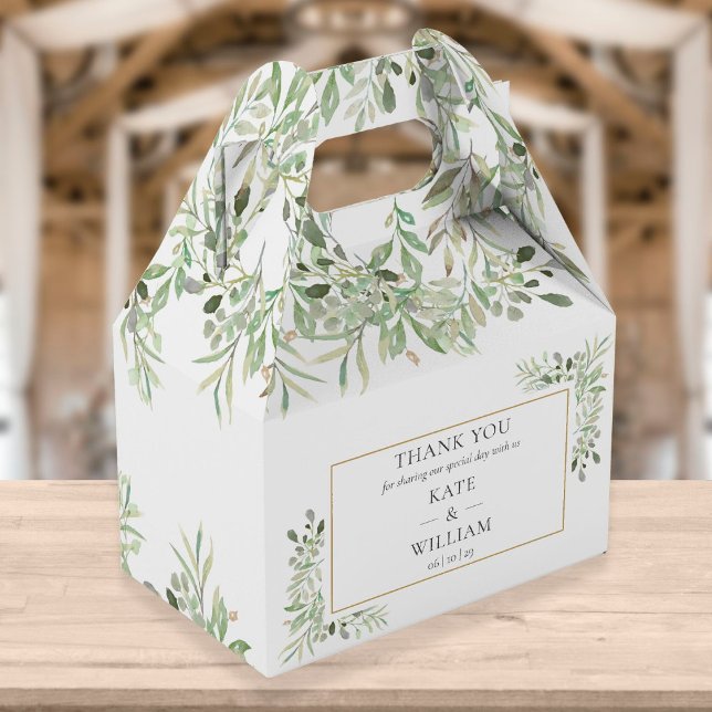 Elegant Greenery Wedding Favour Box (Creator Uploaded)