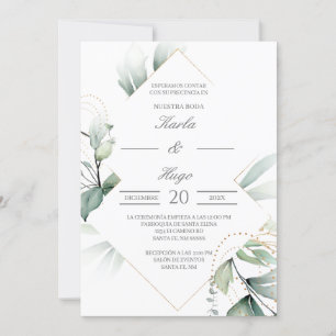 Elegant greenery wedding invitation