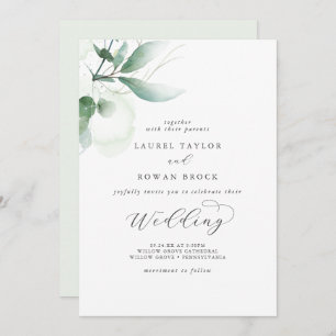 Elegant Greenery Wedding Invitation