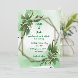 Elegant Greenery wedding Invitation