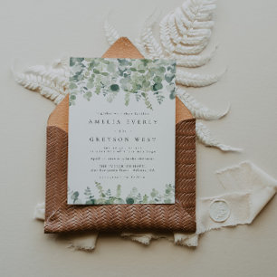 Elegant Greenery Wedding Invitation