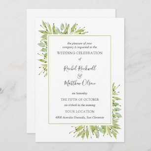 Elegant Greenery Wedding Invitation