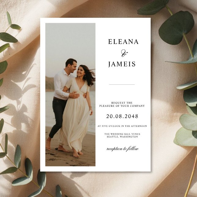 Elegant Greenery Wedding Invitation | Photo Back (Creator Uploaded)
