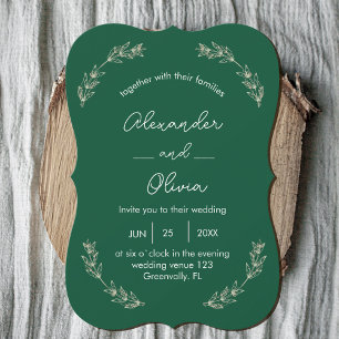 Elegant Greenery Wedding Invitation   Script Font