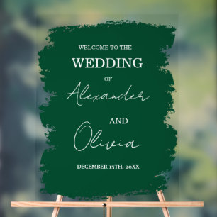Elegant Greenery Wedding Invitation   Script Font Acrylic Sign