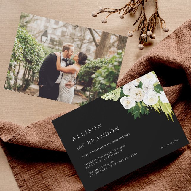 Elegant Greenery Wedding Invitation with Photo (Creator Uploaded)