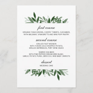 Elegant Greenery Wedding Menu