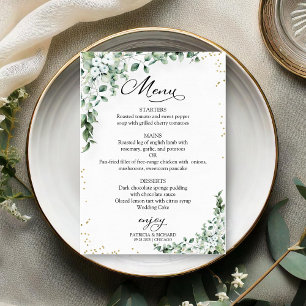 Elegant Greenery Wedding Menu Cards